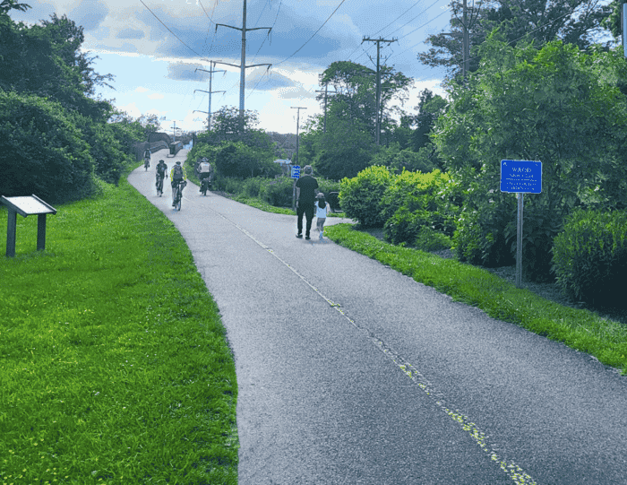 WOD-Trail-Activity Full Color Photo of Cyclists and walkers on the W&OD Trail